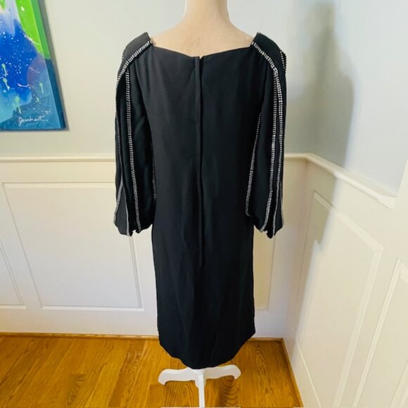 William Travilla Vintage Crystal Rhinestone Studded Crepe Cocktail Dress XS/S - Picture 6 of 8